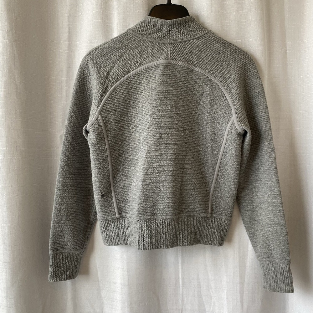 Lululemon On Repeat Bomber coat Heathered Core Lt Grey Textured Full Zip Size 4 - Picture 7 of 12
